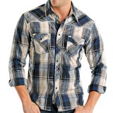 ロックンロールカウボーイ ウエスタンシャツ ブルー・ブラウン（長袖）L/Panhandle Slim Long Sleeve Western Shirt