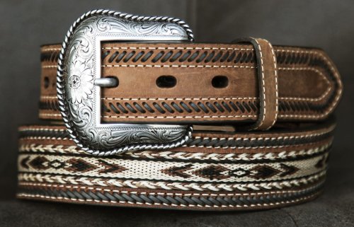 画像クリックで大きく確認できます　Click↓2: ホースヘアー レザーベルト（ブラウン）/Horse Hair Leather Belt(Brown)