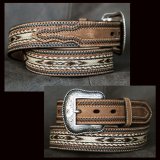 ホースヘアー レザーベルト（ブラウン）/Horse Hair Leather Belt(Brown)