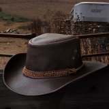 レザーバンド ビンテージ レザー ハット（ブラウン）59cm〜大きいサイズ65cm/Leather Hat(Brown)