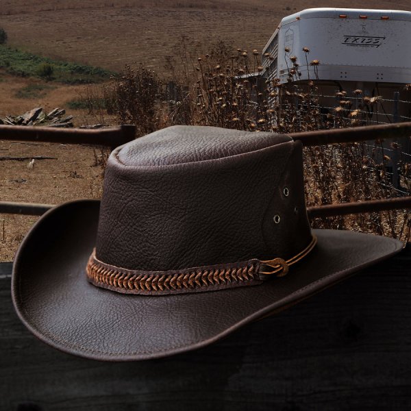 画像1: レザーバンド ビンテージ レザー ハット（ブラウン）XL（59cm〜61cm）/Leather Hat(Brown)