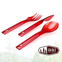 GSI ジーエスアイ スタッキング カトラリーセット スプーン・フォーク・ナイフ 3点セット（レッド）