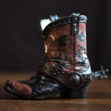 ウエスタンブーツ型 ペンホルダー（ダークブラウン・カクタス）/Western Boot Pen Holder