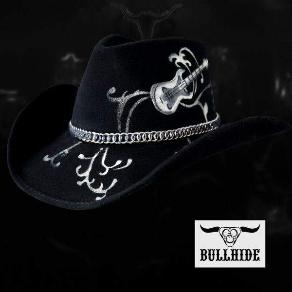 画像1: ブルハイド シェイパブルブリム ウール カウボーイハット ブラック ロックンロール レジェンド /Bullhide Western Wool Hat ROCK 'N' ROLL LEGEND(Black)