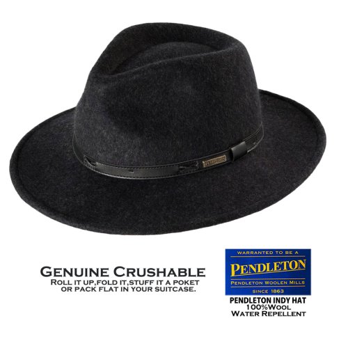 画像クリックで大きく確認できます　Click↓1: ペンドルトン インディ ハット（チャコール）/Pendleton Indy Hat(Charcoal Mix)