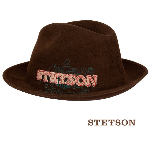 画像1: ステットソン ロゴ フェドラ ハット（ブラウン）/Stetson Logo Felt Hat(Brown) 