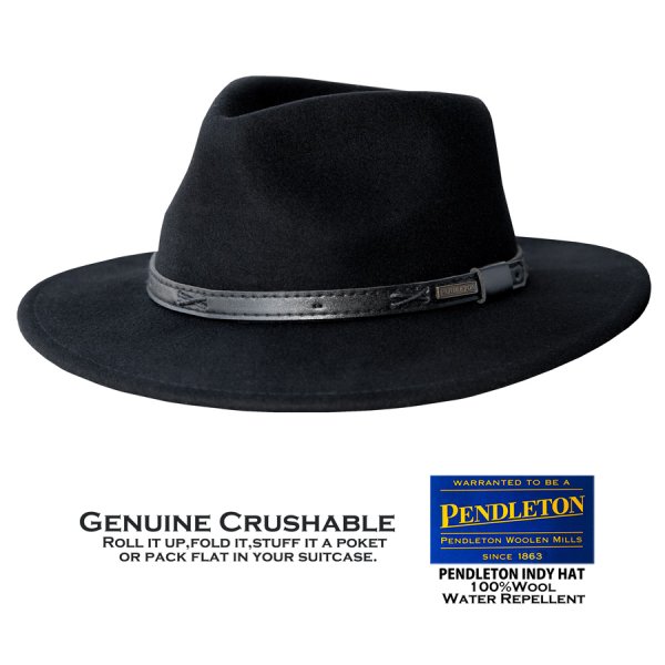 画像1: ペンドルトン インディ ハット（ブラック）大きいサイズもあり/Pendleton Indy Hat(Black)