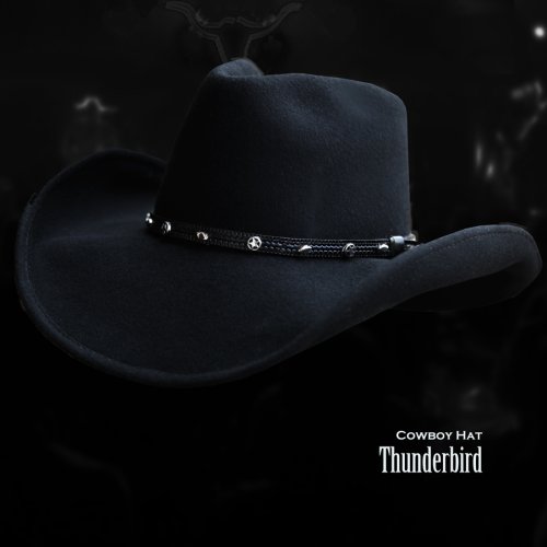 画像クリックで大きく確認できます　Click↓1: ブルハイド プレミアムウール カウボーイ ハット サンダーバード（スター・ブラック）/Bullhide Premium Wool Cowboy Hat Thunderbird(Black)