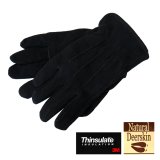 ナチュラル ディアスキン（鹿革）グローブ ブラック （シンサレート入りフリース付き手袋）/Natural Deerskin Leather Gloves Black