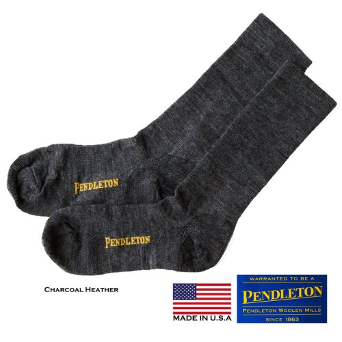 画像クリックで大きく確認できます　Click↓1: ペンドルトン ウール ソックス（チャコールヘザー）/Pendleton Socks(Charcoal Heather)