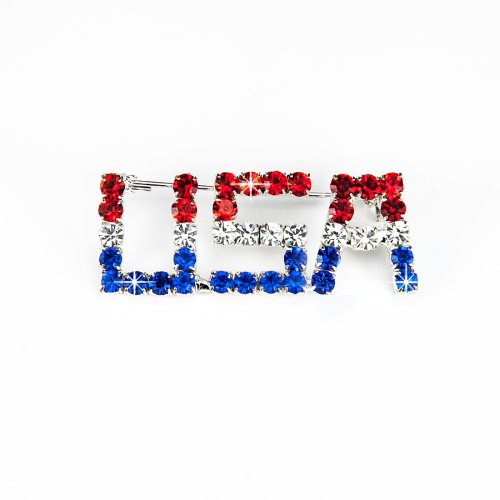 画像クリックで大きく確認できます　Click↓1: U.S.A アメリカ ラインストーン ピンバッジ/USA Rhinestones Pin