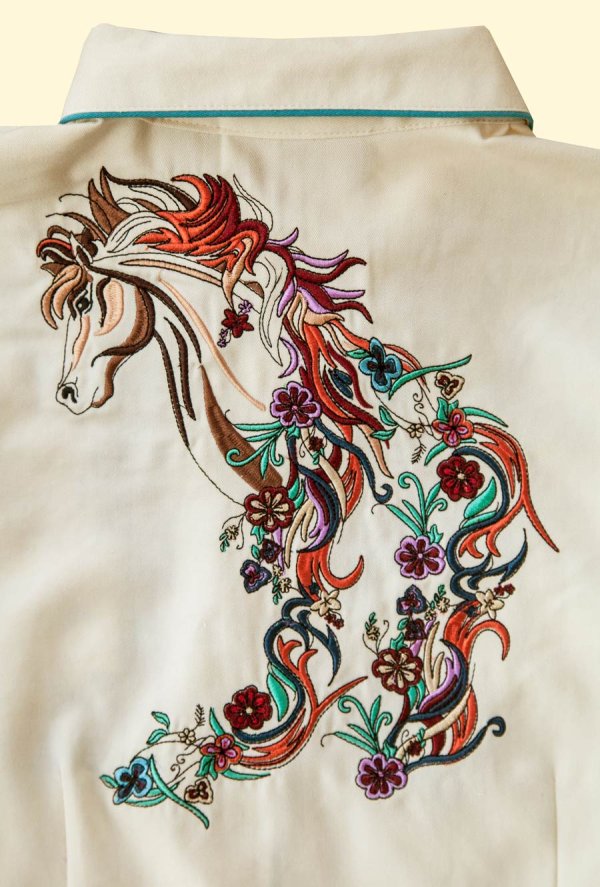 画像4: スカリー 刺繍 ウエスタン シャツ（長袖/クリーム・ホース）S/Scully Long Sleeve Western Shirt(Women's)