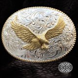 クラムライン ベルト バックル フライング イーグル&ウエスタン ロープエッジ（ゴールド・シルバー）/Crumrine Belt Buckle Flying Eagle/Rope Edge