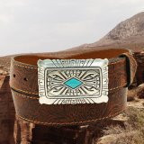 アリアット ターコイズ・シルバー ウエスタン レザーベルト（ブラウン）/Ariat Western Leaher Belt(Brown)