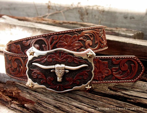 画像4: ジャスティン ロングホーン ベルト（ブラウン）/Justin Classic Longhorn Belt(Brown)