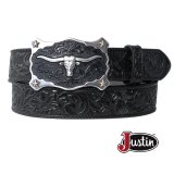 ジャスティン ロングホーン ベルト（ブラック）/Justin Classic Longhorn Belt(Black)