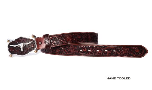 画像クリックで大きく確認できます　Click↓3: ジャスティン ロングホーン ベルト（ブラウン）/Justin Classic Longhorn Belt(Brown)