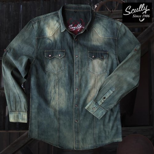 画像クリックで大きく確認できます　Click↓1: スカリー ウエスタン デニム シャツ（長袖/デニム）/Scully Long Sleeve Western Shirt(Men's)