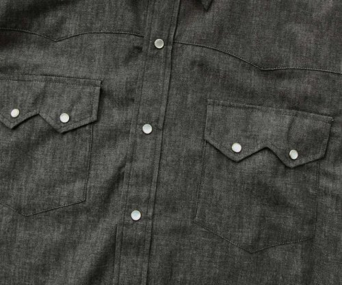 画像クリックで大きく確認できます　Click↓3: ローパー ブラック デニム ウエスタンシャツ（長袖）身幅65cm・68cm/Roper Long Sleeve Western Shirt(Black)