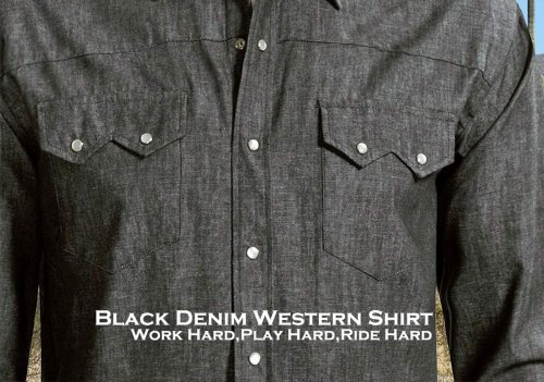 画像クリックで大きく確認できます　Click↓2: ローパー ブラック デニム ウエスタンシャツ（長袖）身幅65cm・68cm/Roper Long Sleeve Western Shirt(Black)