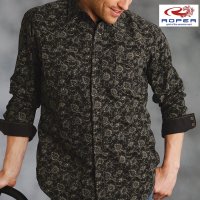 ローパー ウエスタンシャツ（ブラック・カーキ/長袖）/Roper Long Sleeve Western Shirt(Black)