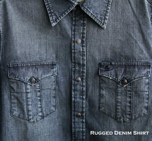 画像クリックで大きく確認できます　Click↓1: ステットソン ウエスタン デニム シャツ（デニムブルー）/Stetson Rugged Denim Shirt(Denim Blue)