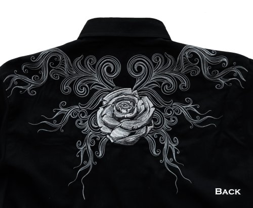 画像クリックで大きく確認できます　Click↓3: ローパー オールドウエスト 刺繍 ウエスタン シャツ（長袖/ブラック・シルバー）/Roper Old West Long Sleeve Embroidered Western Shirt(Black/Silver)