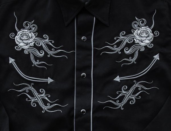 画像2: ローパー オールドウエスト 刺繍 ウエスタン シャツ（長袖/ブラック・シルバー）/Roper Old West Long Sleeve Embroidered Western Shirt(Black/Silver)