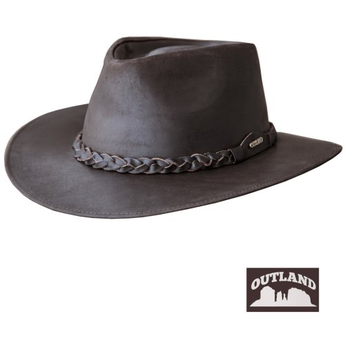 画像クリックで大きく確認できます　Click↓1: アウトランド レザー アウトバック ハット（ブラウン）/Outland Leather Outback Hat(Dark Brown) 