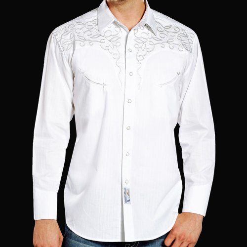 画像クリックで大きく確認できます　Click↓1: パンハンドルスリム 刺繍 ヨーク ウエスタン シャツ（長袖・ホワイト）/Panhandle Slim Long Sleeve Western Shirt