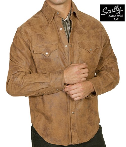 画像クリックで大きく確認できます　Click↓1: スカリー フロンティア レザー シャツジャケット（メープル）/Scully Frontier Leather Shirt Jacket Maple(Men's)