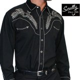 スカリー ブーツステッチ 刺繍 ウエスタン シャツ（長袖/ブラック・シルバーグレー）L（身幅63cm）/Scully Long Sleeve Boot Stitch Embroidered Western Shirt(Black)