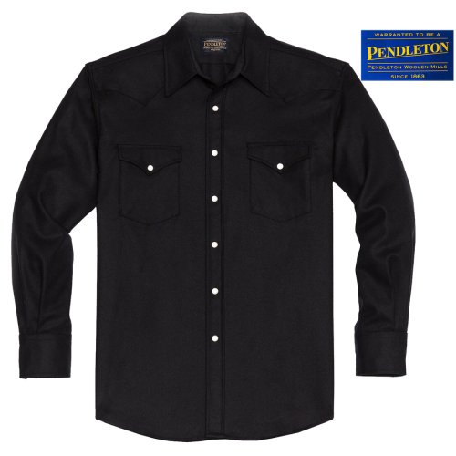 画像クリックで大きく確認できます　Click↓1: ペンドルトン ウエスタンシャツ ブラック無地/Pendleton Western Shirt(Black)