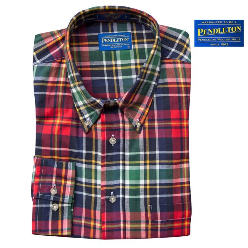 画像クリックで大きく確認できます　Click↓1: ペンドルトン オーシャンサイド シャツ レッド・ネイビー（長袖）大きいサイズ L（身幅約62cm）/Pendleton Long Sleeve Button-Down Shirt