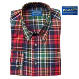 ペンドルトン オーシャンサイド シャツ レッド・ネイビー（長袖）大きいサイズ L（身幅約62cm）/Pendleton Long Sleeve Button-Down Shirt