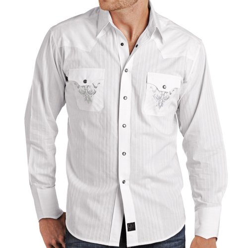 画像クリックで大きく確認できます　Click↓1: パンハンドルスリム 刺繍 ウエスタン シャツ（ホワイト）S/Panhandle Slim Western Shirt