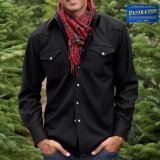 ペンドルトン ピュアー ヴァ－ジン ウール ウエスタンシャツ（ブラック無地）大きいサイズ L（身幅約64cm）XL（身幅約68cm）/Pendleton High Grade Western Shirt(Black)