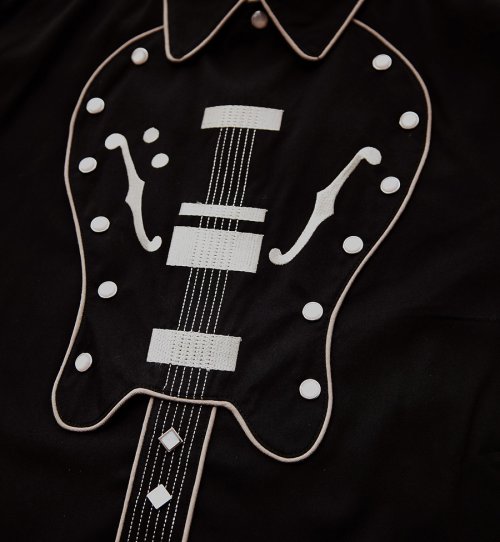 画像クリックで大きく確認できます　Click↓2: スカリー ウエスタン 刺繍 シャツ ギター（長袖/ブラック）S（身幅約55cm）XL（身幅約67cm）/Scully Long Sleeve Embroidered Western Shirt
