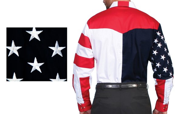 画像2: スカリー 星条旗 アメリカ国旗 刺繍 シャツ（メンズ 長袖）/Scully Long Sleeve Star&Flag Shirt