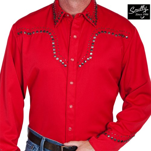 画像クリックで大きく確認できます　Click↓1: スカリー スタースタッズ ウエスタンシャツ（長袖/レッド）/Scully Long Sleeve Western Shirt(Men's)