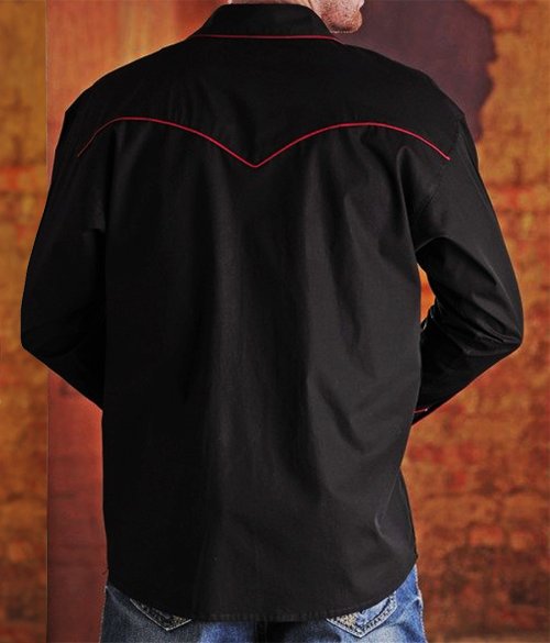 画像クリックで大きく確認できます　Click↓2: パンハンドルスリム 刺繍 ウエスタン シャツ（ブラック・レッド/長袖）/Panhandle Slim Long Sleeve Western Shirt(Black)