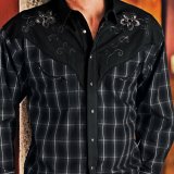 パンハンドルスリム 刺繍 ウエスタン シャツ（ブラック プラッド フローラル/長袖）/Panhandle Slim Long Sleeve Western Shirt(Black)