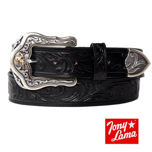 画像クリックで大きく確認できます　Click↓1: トニーラマ ウエスタン レザー ベルト（ブロンコライダー ブラック）/Tony Lama Western Leather Belt・1-1/2" WESTERLY RIDE BELT(Black)