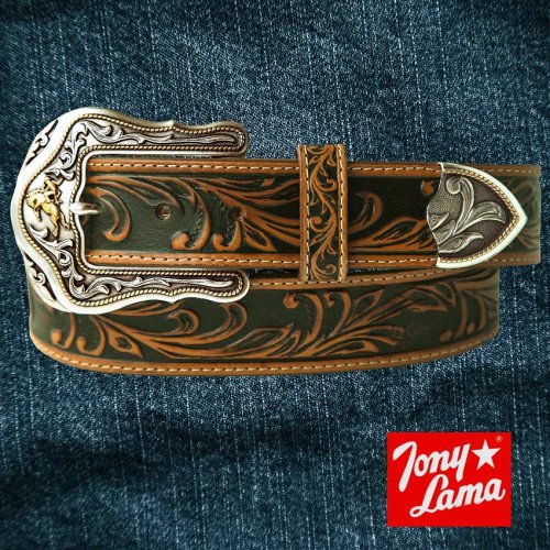 画像クリックで大きく確認できます　Click↓1: トニーラマ ウエスタン レザー ベルト（ブロンコライダー タン）/Tony Lama Western Leather Belt・1-1/2" WESTERLY RIDE BELT(Tan)