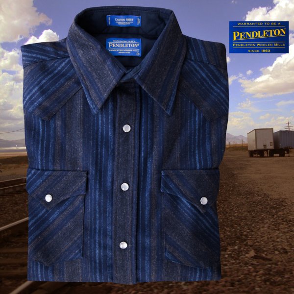 画像1: ペンドルトン ウエスタンシャツ フィッテッド（ブルー・ブラウン）/Pendleton Fitted Western Shirt(Blue/Brown)