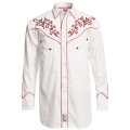 パンハンドルスリム ウエスタン 刺繍 シャツ（ホワイト・レッド/長袖）大きいサイズ L（身幅約61cm）/Panhandle Slim Long Sleeve Western Shirt(White/Red)