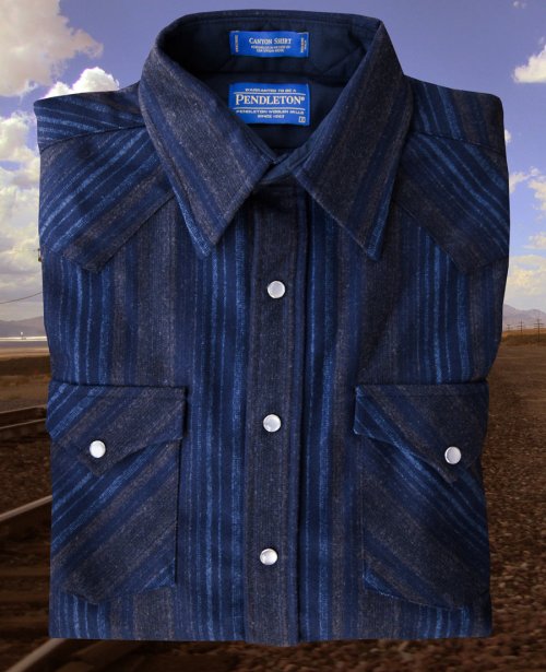 画像クリックで大きく確認できます　Click↓1: ペンドルトン ウエスタンシャツ フィッテッド（ブルー・ブラウン）/Pendleton Fitted Western Shirt(Blue/Brown)