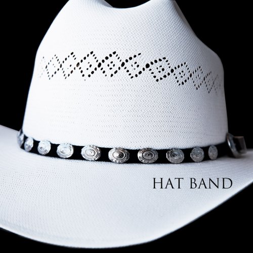 画像クリックで大きく確認できます　Click↓1: ハットバンド オーバルコンチョ・シルバー（ブラック）/Hat Band Suede w/Conchos(Black)