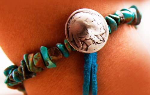 画像クリックで大きく確認できます　Click↓1: ターコイズ インディアン ブレスレット/Turquoise Bracelet