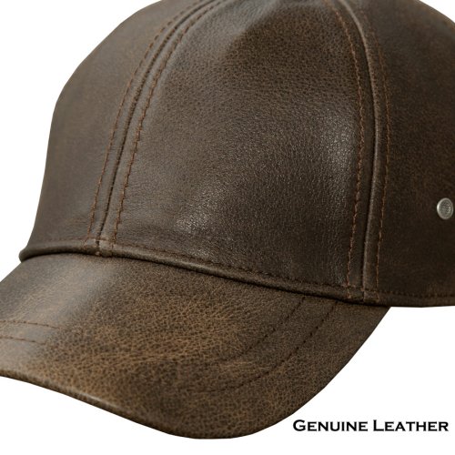 画像クリックで大きく確認できます　Click↓2: レザー キャップ（ブラウン）/Leather Baseball Cap(Brown)